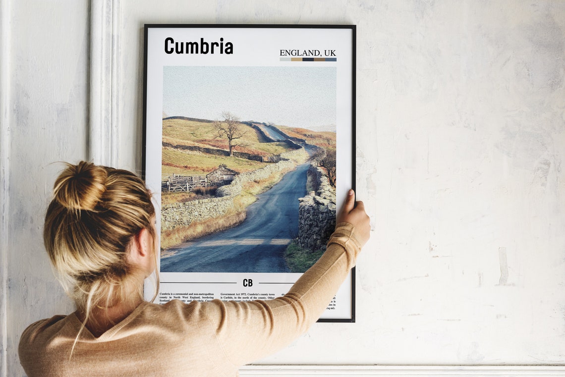 Cumbria Print Cumbria Poster Cumbria Wall Art Minimal Travel Print Minimal City Poster Travel Destination City Print Oil Painting Poster - Image 5