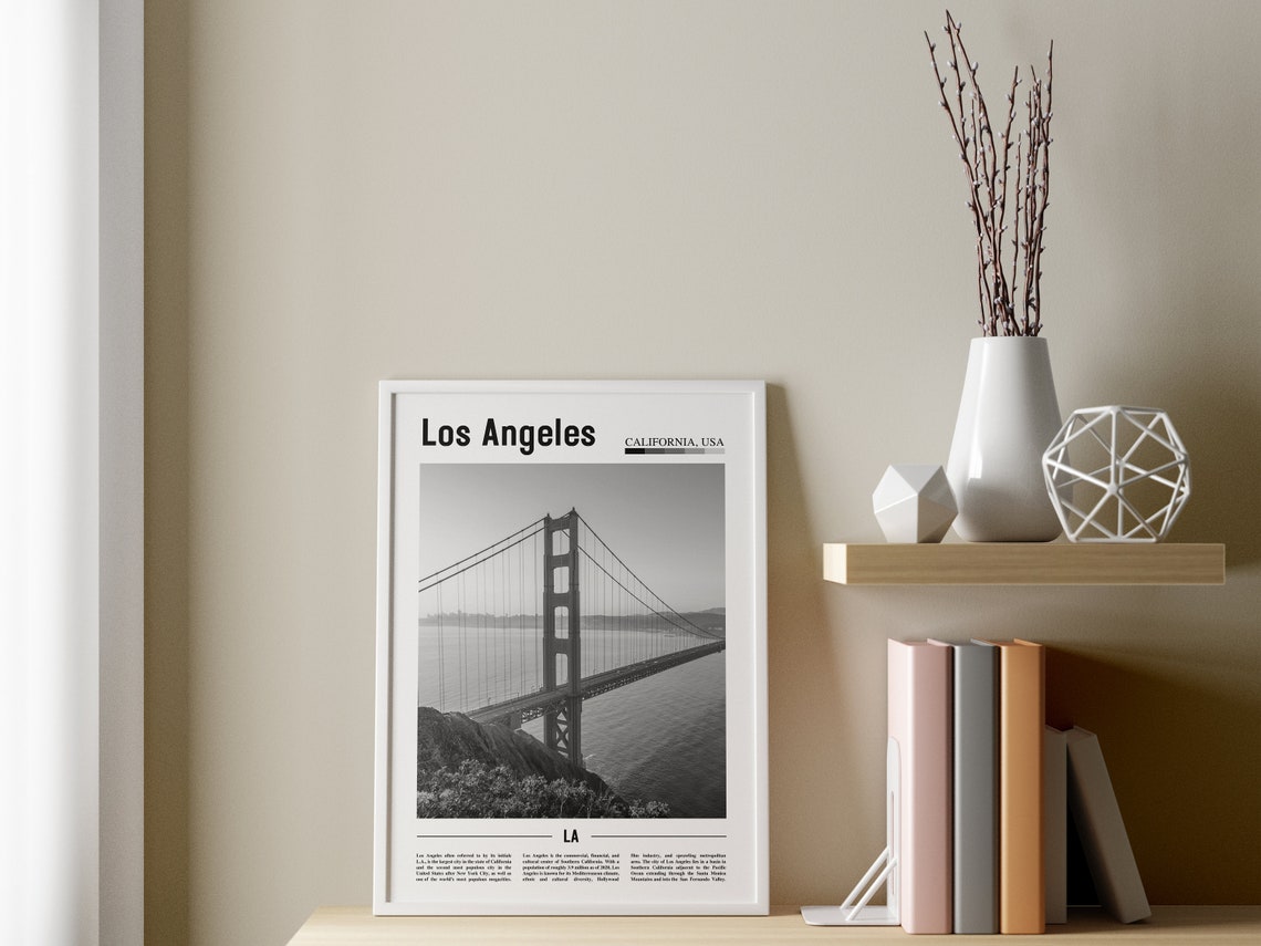Los Angeles Poster Black And White Los Angeles Print Black And White Los Angeles Wall Art Minimal Travel Print Travel Poster - Image 3
