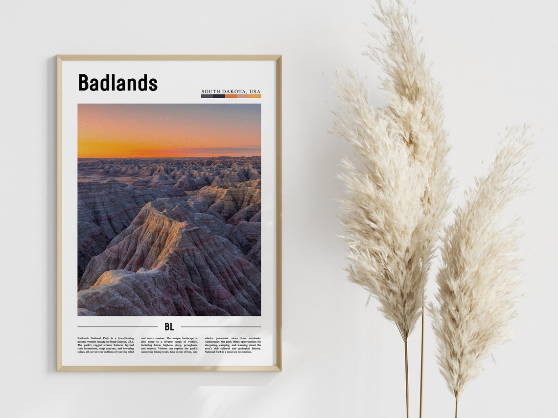 Badlands Poster Badlands Print Badlands Wall Art United States Photo United States Poster United States Print - Image 3