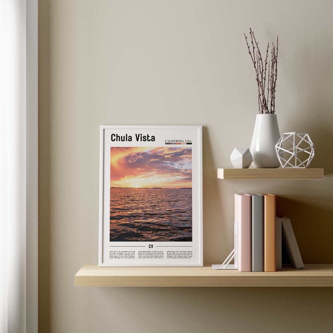 Chula Vista Print Chula Vista Poster Chula Vista Wall Art Minimal Travel Print Minimal City Poster Travel Destination Oil Painting Poster - Image 3