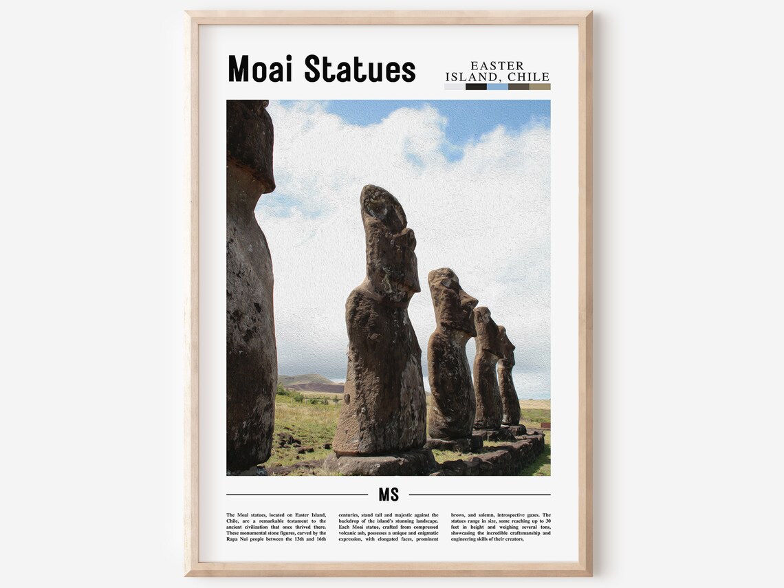 Moai Statues Travel Poster, South America