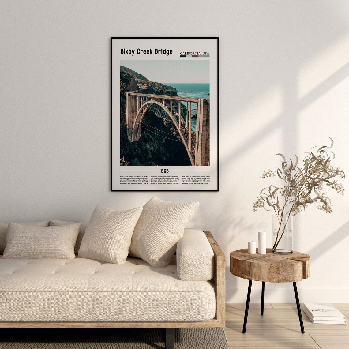 Bixby Creek Bridge Print Bixby Creek Bridge Poster Bixby Creek Bridge Wall Art Minimal Travel Print Minimal City Poster Oil Painting Poster - Image 2
