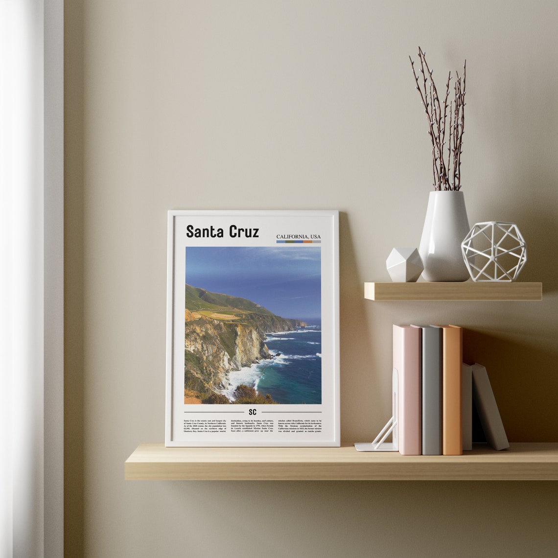 Santa Cruz Print Santa Cruz Poster Santa Cruz Wall Art Oil Painting Poster Colorful City Print City Artwork Travel Artwork Travel Art - Image 3