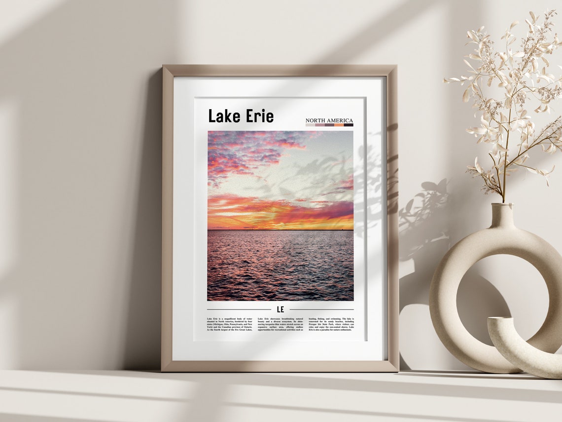 Lake Erie Poster Lake Erie Print Lake Erie Wall Art North America Photo North America Poster North America Print - Image 3