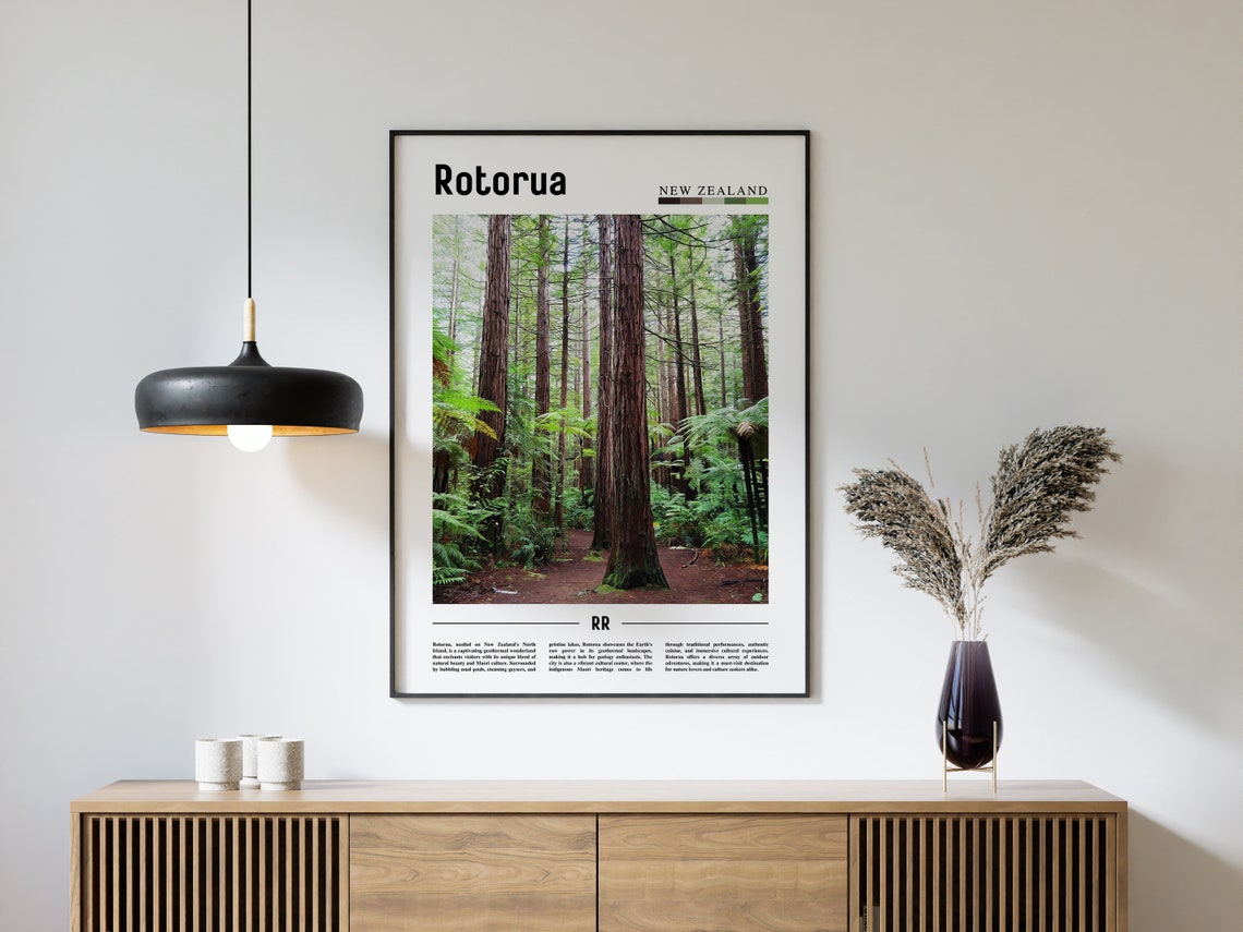 Rotorua Poster Rotorua Print Rotorua Wall Art Minimal Travel Print Travel Destination Oil Painting Poster - Image 4