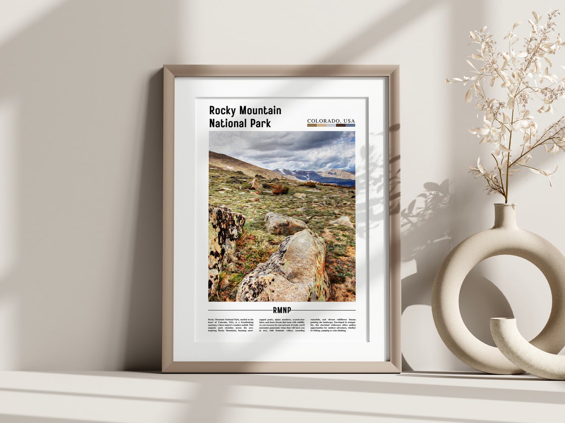 Rocky Mountain National Park Poster Rocky Mountain National Park Print Rocky Mountain National Park Wall Art Oil Painting Poster - Image 3