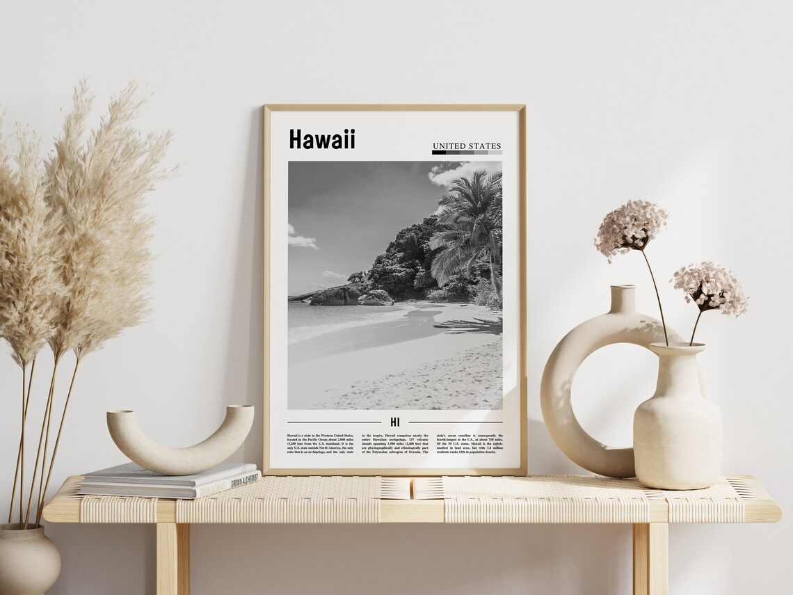 Hawaii, Black And White Minimal Travel Poster - Image 6