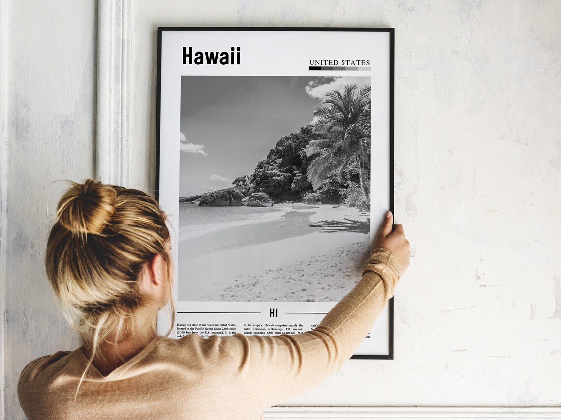 Hawaii, Black And White Minimal Travel Poster - Image 5