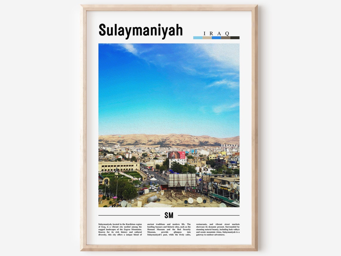 Sulaymaniyah Poster Sulaymaniyah Print Sulaymaniyah Wall Art Minimal Travel Print Travel Destination Oil Painting Poster