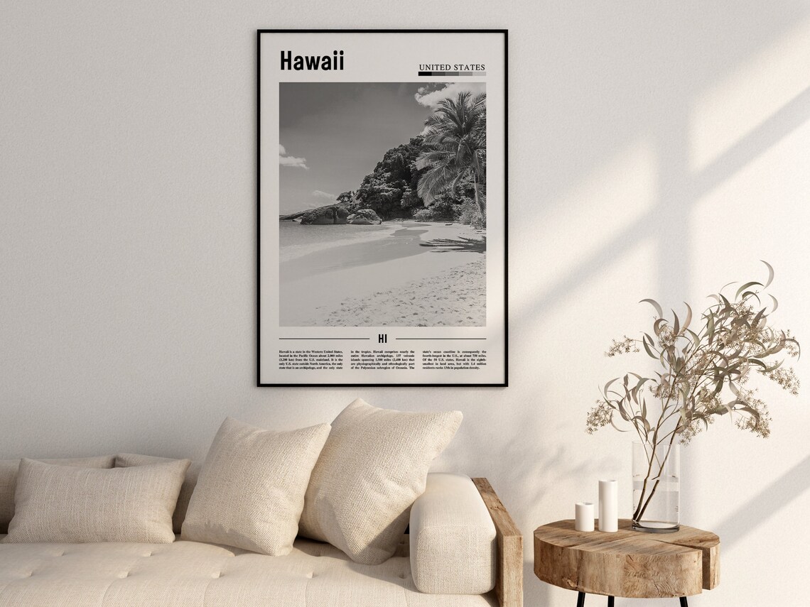 Hawaii, Black And White Minimal Travel Poster - Image 2