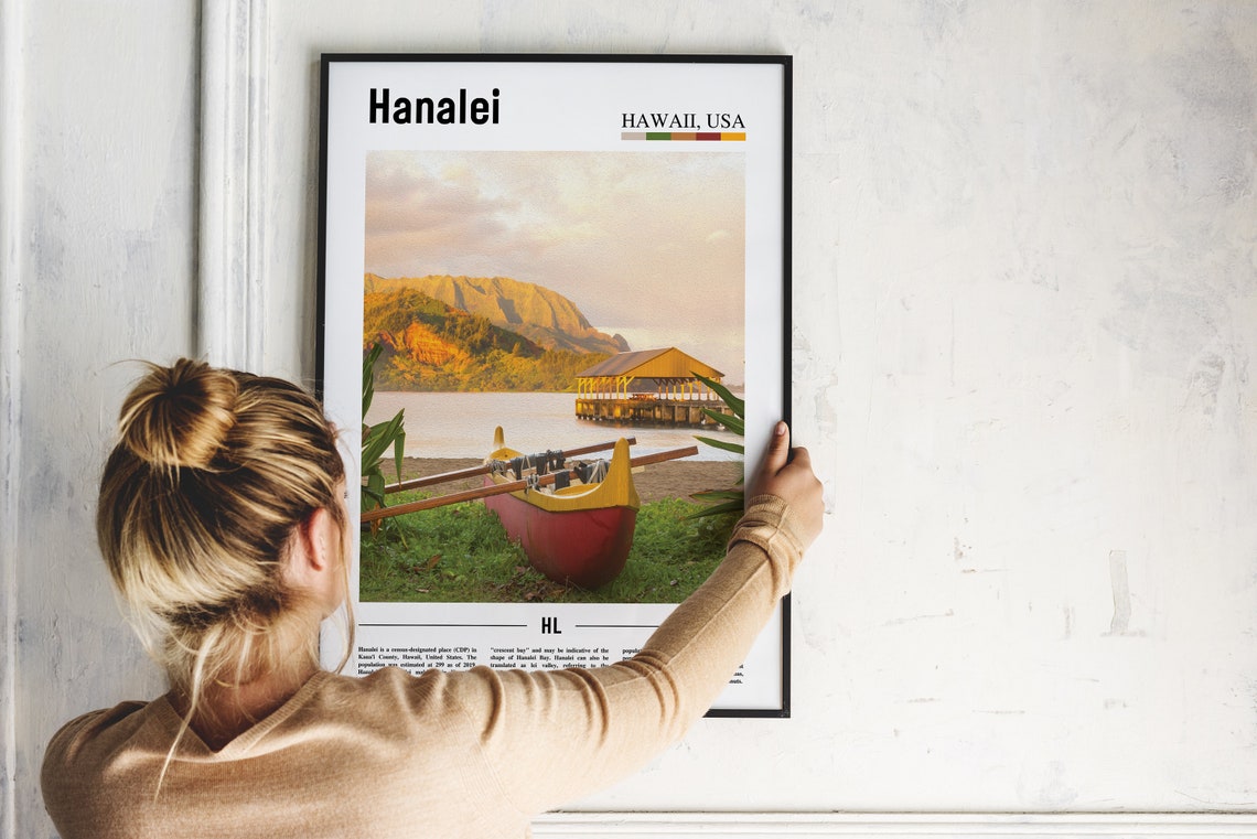 Hanalei Print Hanalei Poster Hanalei Wall Art Oil Painting Poster Colorful City Print City Artwork Travel Artwork Travel Wall Art - Image 4
