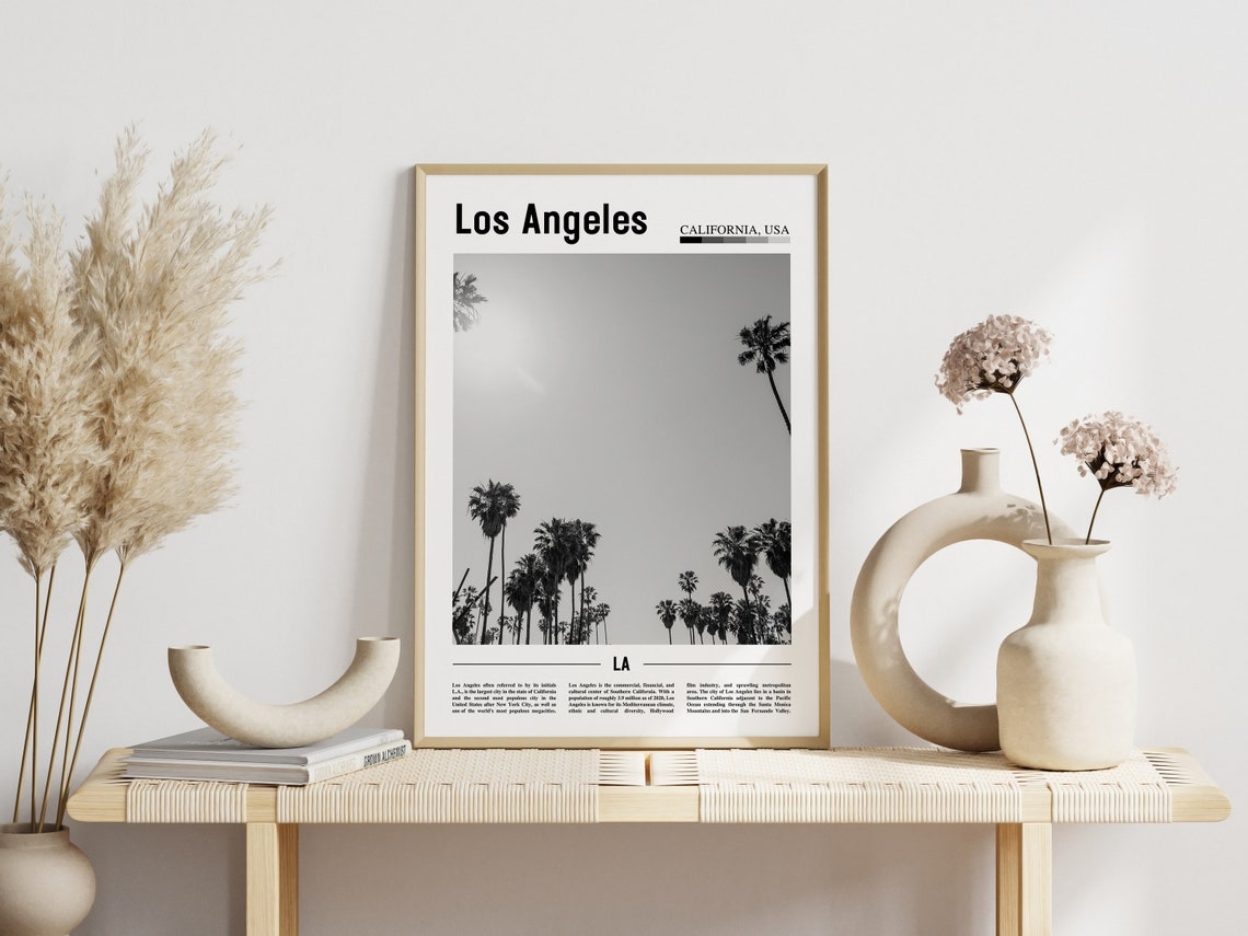 Los Angeles Poster Black And White Los Angeles Print Black And White Los Angeles Wall Art Minimal Travel Print Travel Poster - Image 6