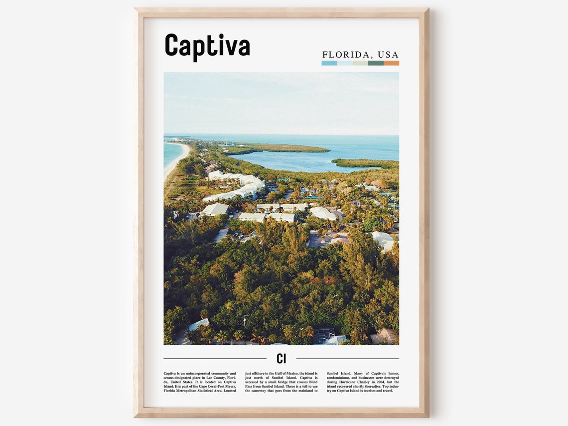 Captiva Print Captiva Poster Captiva Wall Art Oil Painting Poster Colorful City Print City Artwork Travel Artwork Travel Wall Art