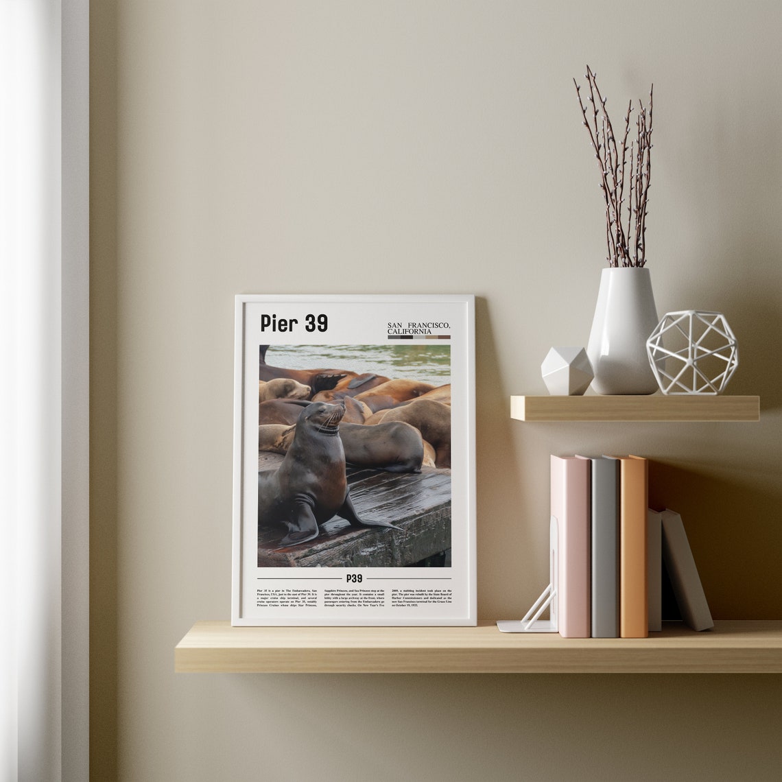 Pier 39 Print Pier 39 Poster Pier 39 Wall Art Minimal Travel Print Minimal City Poster Travel Destination Print Oil Painting Poster - Image 3