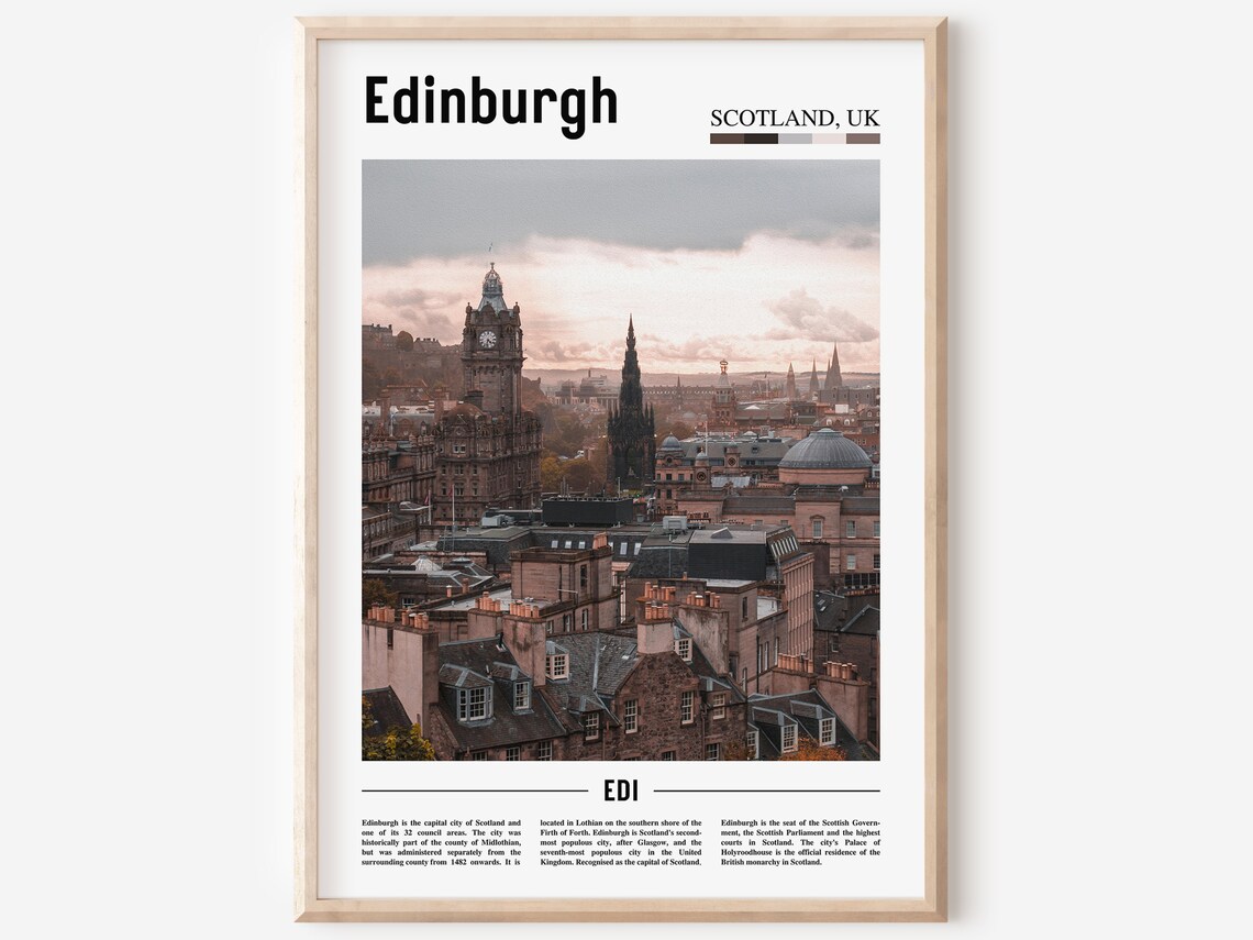 Edinburgh Poster Edinburgh Print Edinburgh Wall Art Minimal Travel Print Minimal City Poster Travel Destination Oil Painting Poster