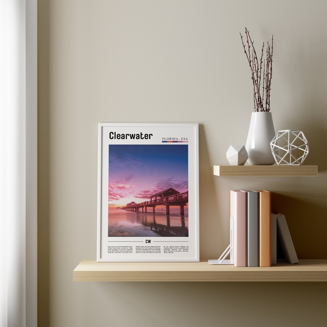 Clearwater Travel Poster, Colorful City Artwork - Image 3