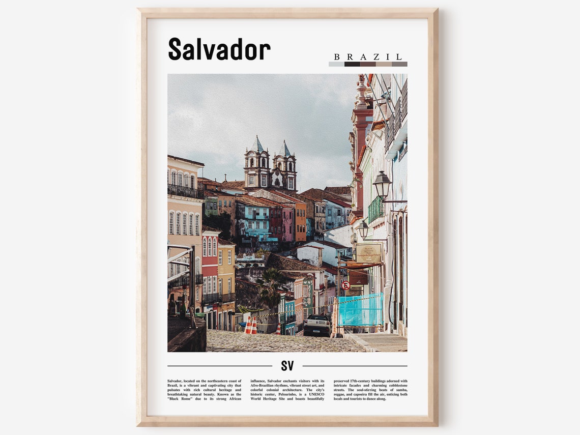 Salvador Poster Salvador Print Salvador Wall Art South America Poster South America Print Travel Poster