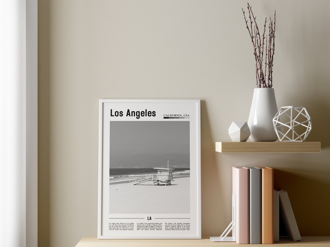 Los Angeles Poster Black And White Los Angeles Print Black And White Los Angeles Wall Art Minimal Travel Print Travel Poster - Image 3