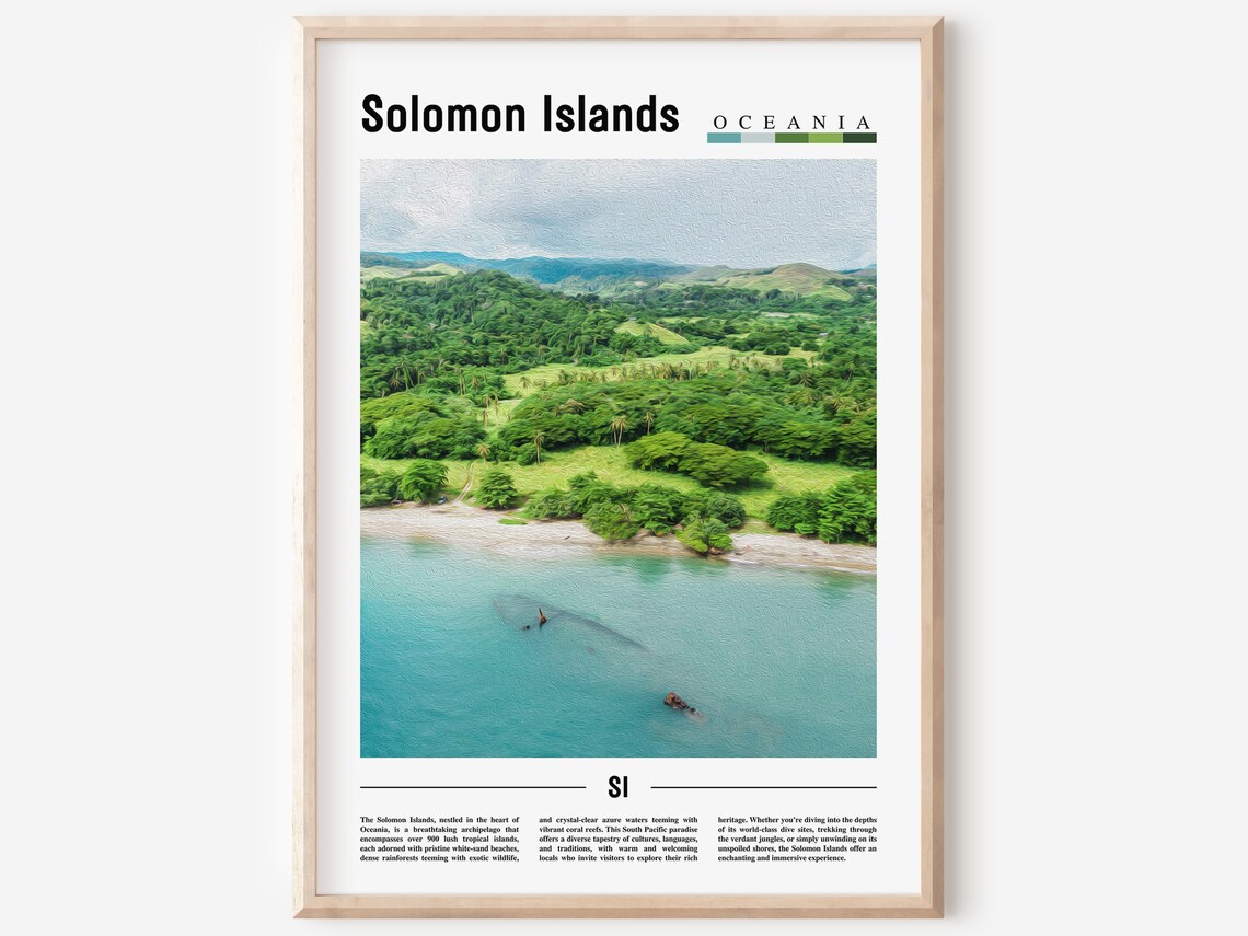 Solomon Islands Poster Solomon Islands Print Solomon Islands Wall Art Minimal Travel Print Travel Destination Oil Painting Poster