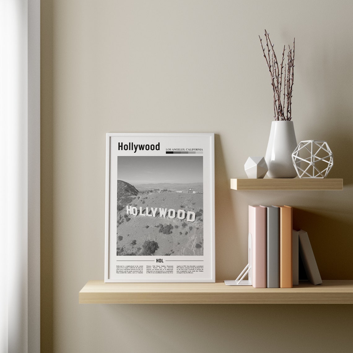 Hollywood Print Black And White Hollywood Poster Hollywood Wall Art Travel Poster City Artwork Travel Artwork Travel Wall Art City Print - Image 3