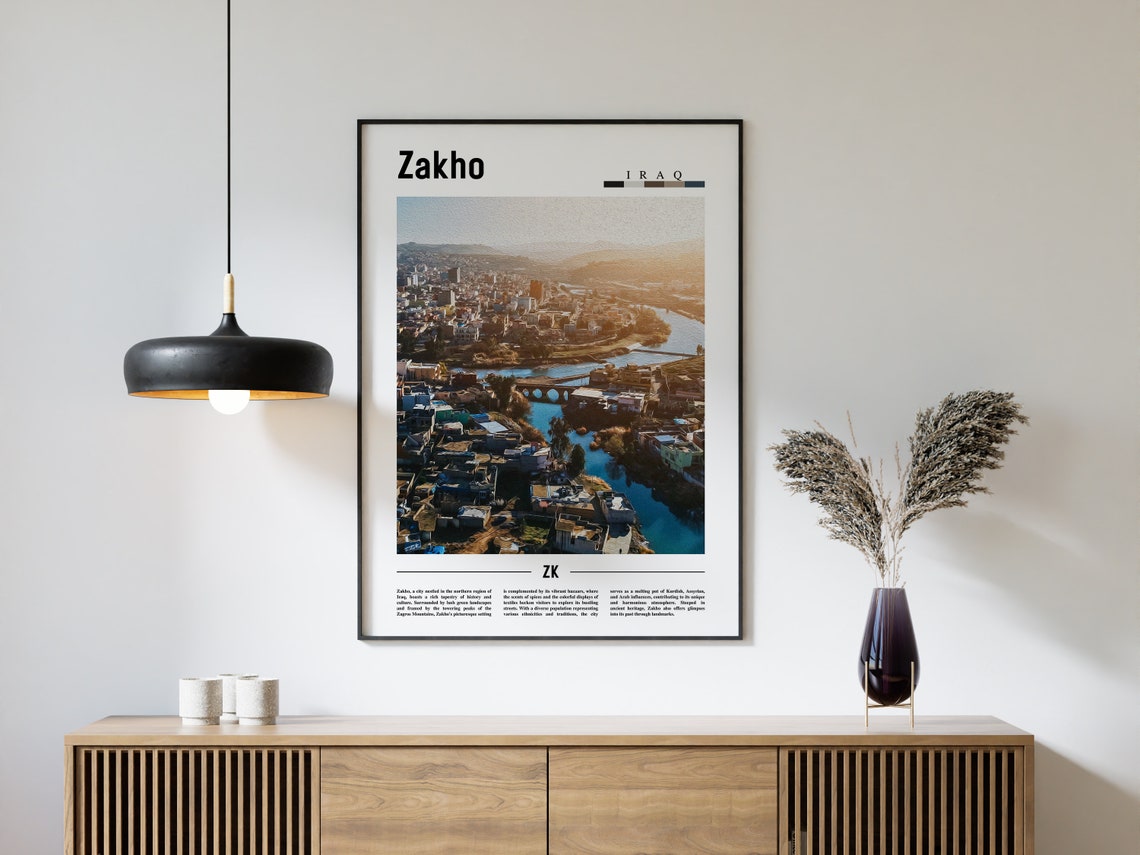 Zakho Poster Zakho Print Zakho Wall Art Minimal Travel Print Travel Destination Oil Painting Poster - Image 4
