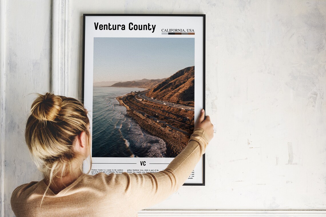 Ventura County Print Ventura County Poster Ventura County Wall Art Minimal Travel Print Minimal Poster Destination Oil Painting Poster - Image 4