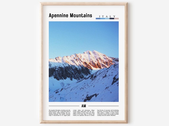 Apennine Mountains Poster Apennine Mountains Print Apennine Mountains Wall Art Minimal Travel Print Oil Painting Poster