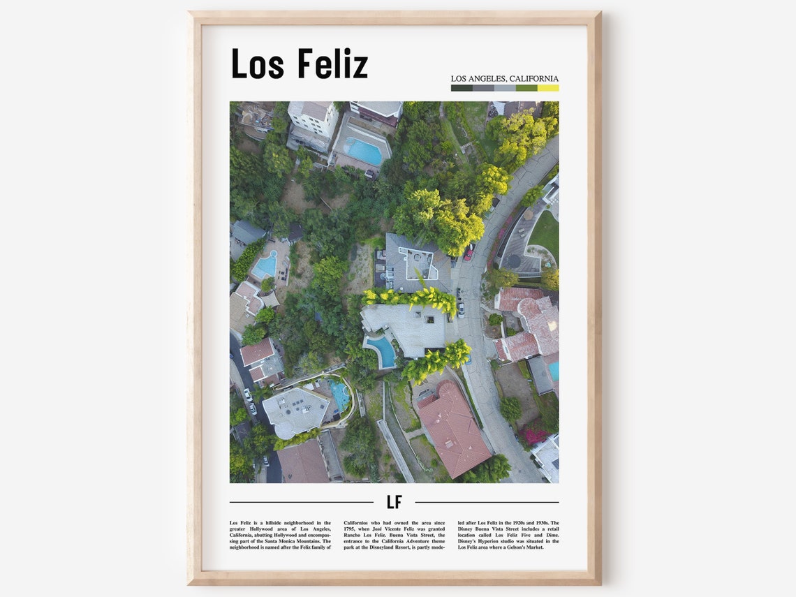 Los Feliz Print Los Feliz Poster Los Feliz Wall Art Minimal Travel Print Minimal City Poster Travel Destination Oil Painting Poster