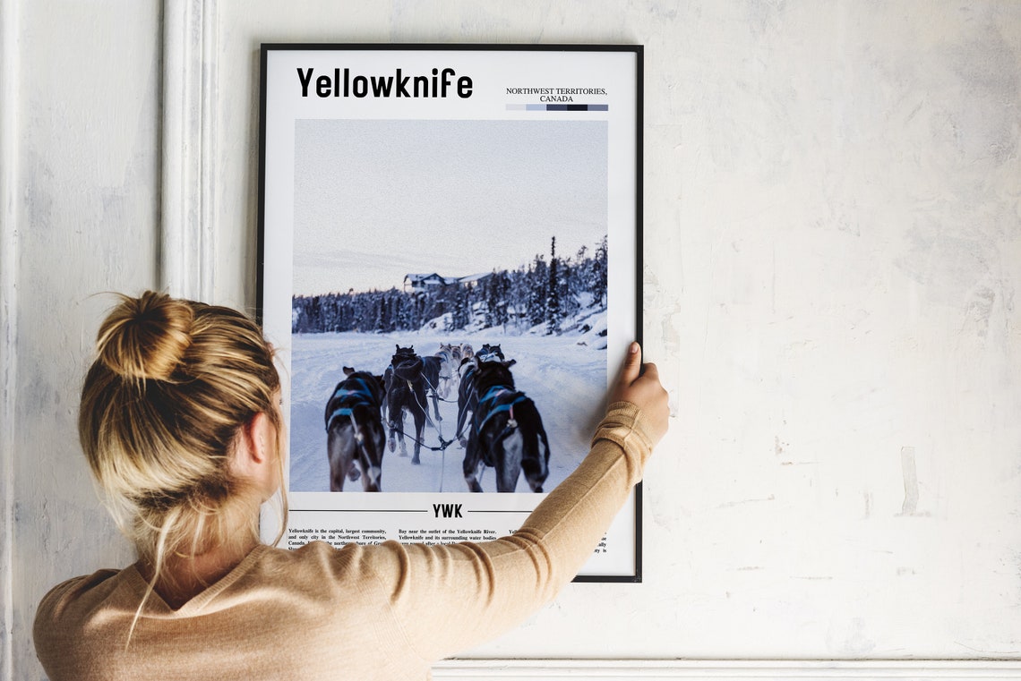 Yellowknife Print Yellowknife Poster Yellowknife Wall Art Minimal Travel Print Minimal City Poster Travel Oil Painting Poster - Image 4