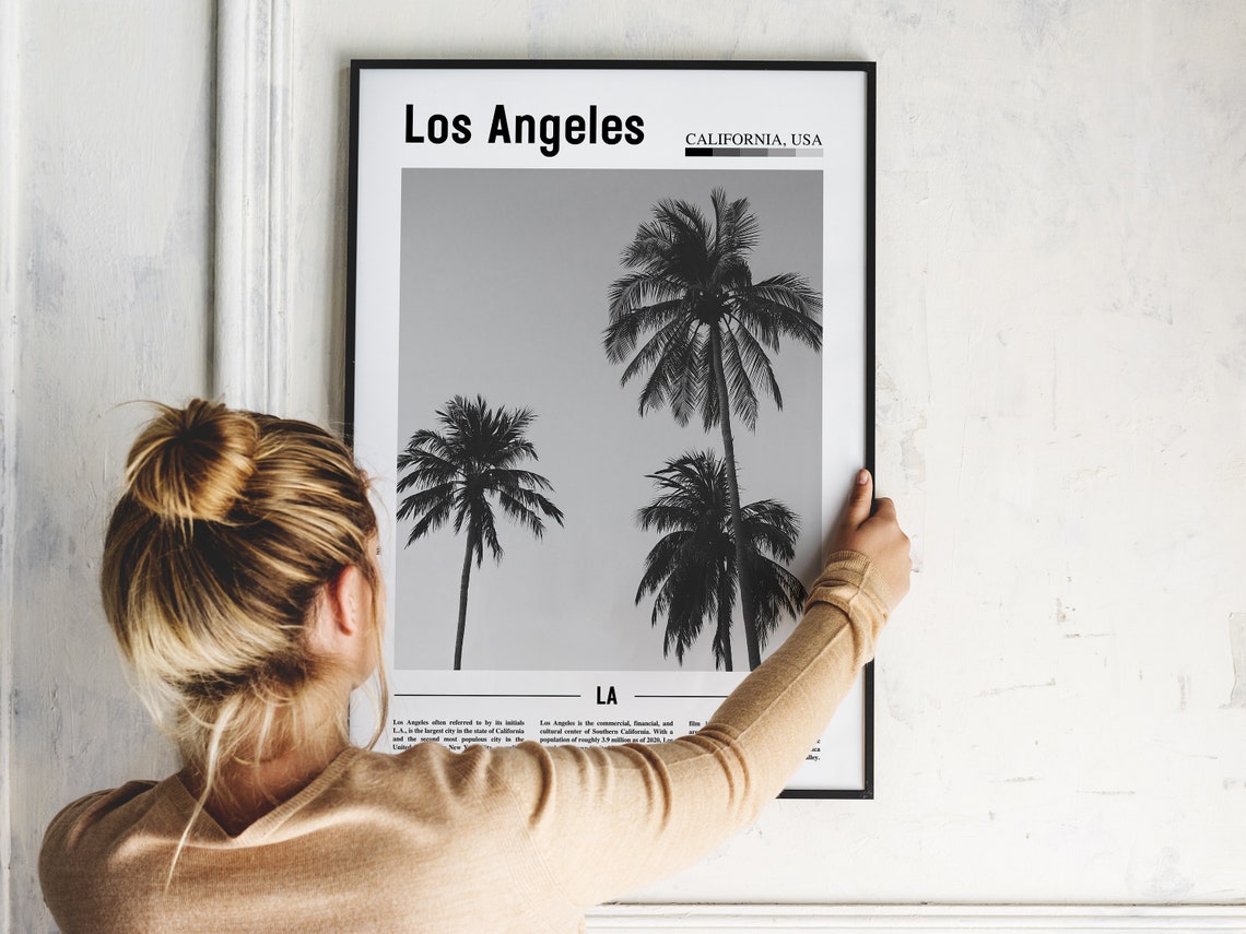 Los Angeles Poster Black And White Los Angeles Print Black And White Los Angeles Wall Art Minimal Travel Print Travel Poster - Image 5