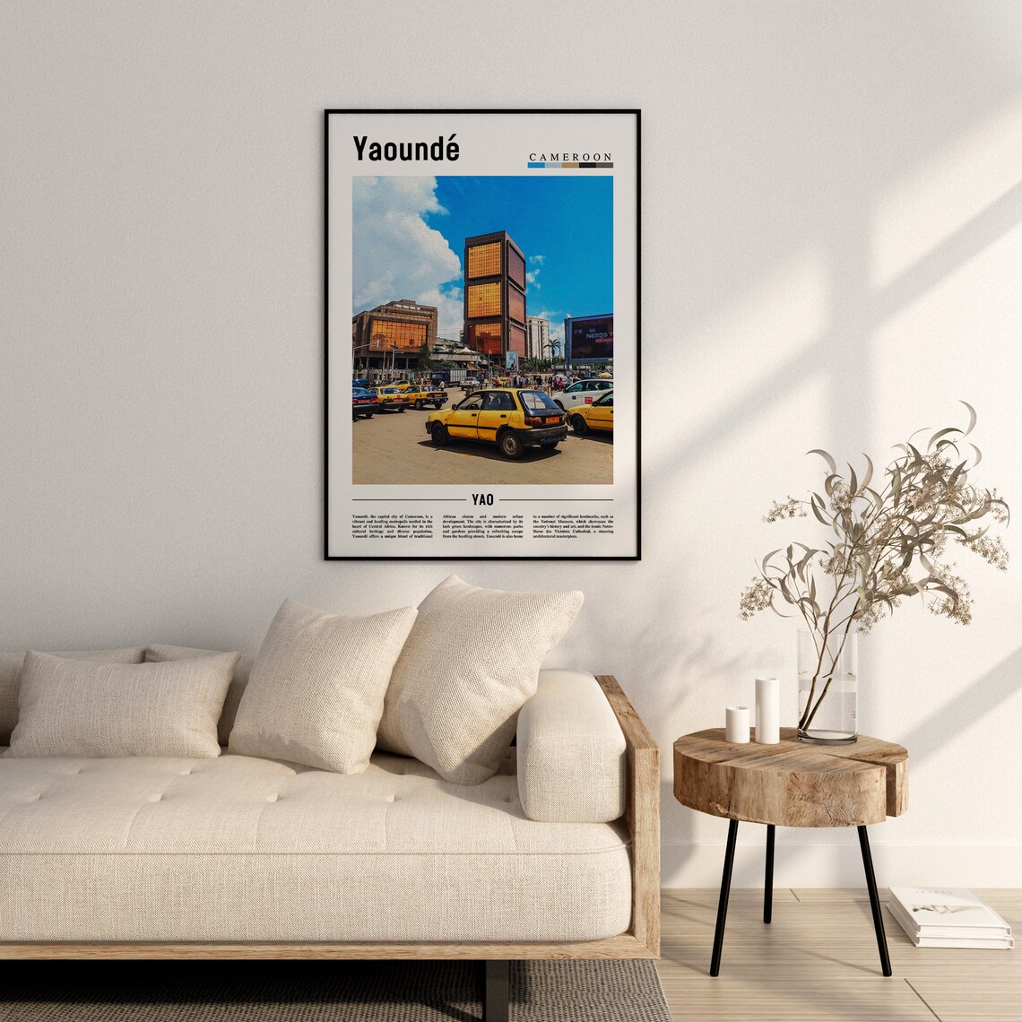Yaound, Minimal Travel Poster, Oil Painting - Image 3