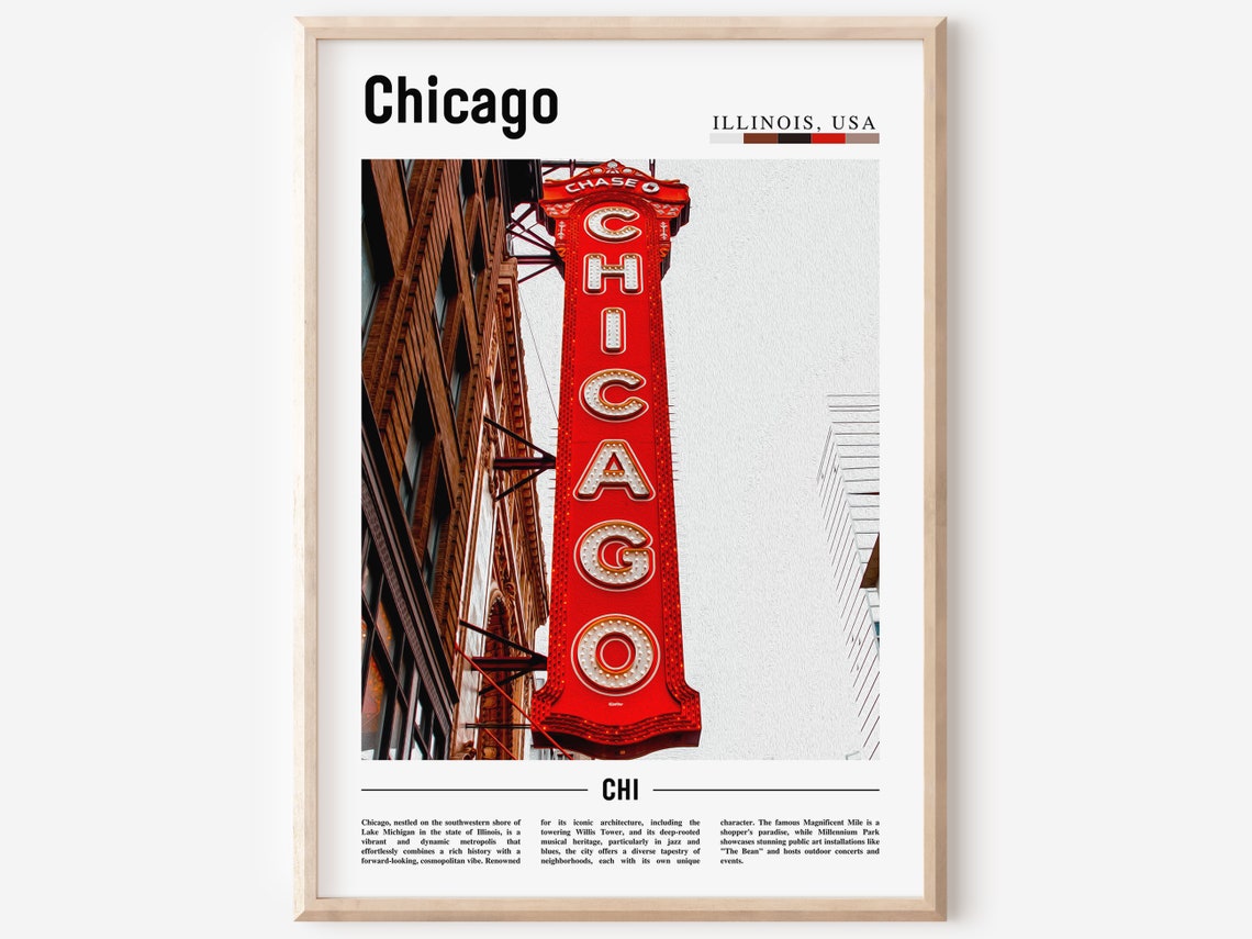 Chicago Print Chicago Poster Chicago Wall Art United States Photo United States Poster United States Print