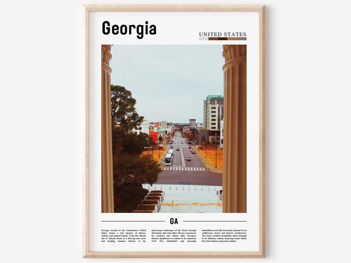 Georgia Poster Georgia Print Georgia Wall Art Minimal Travel Print Travel Destination Oil Painting Poster