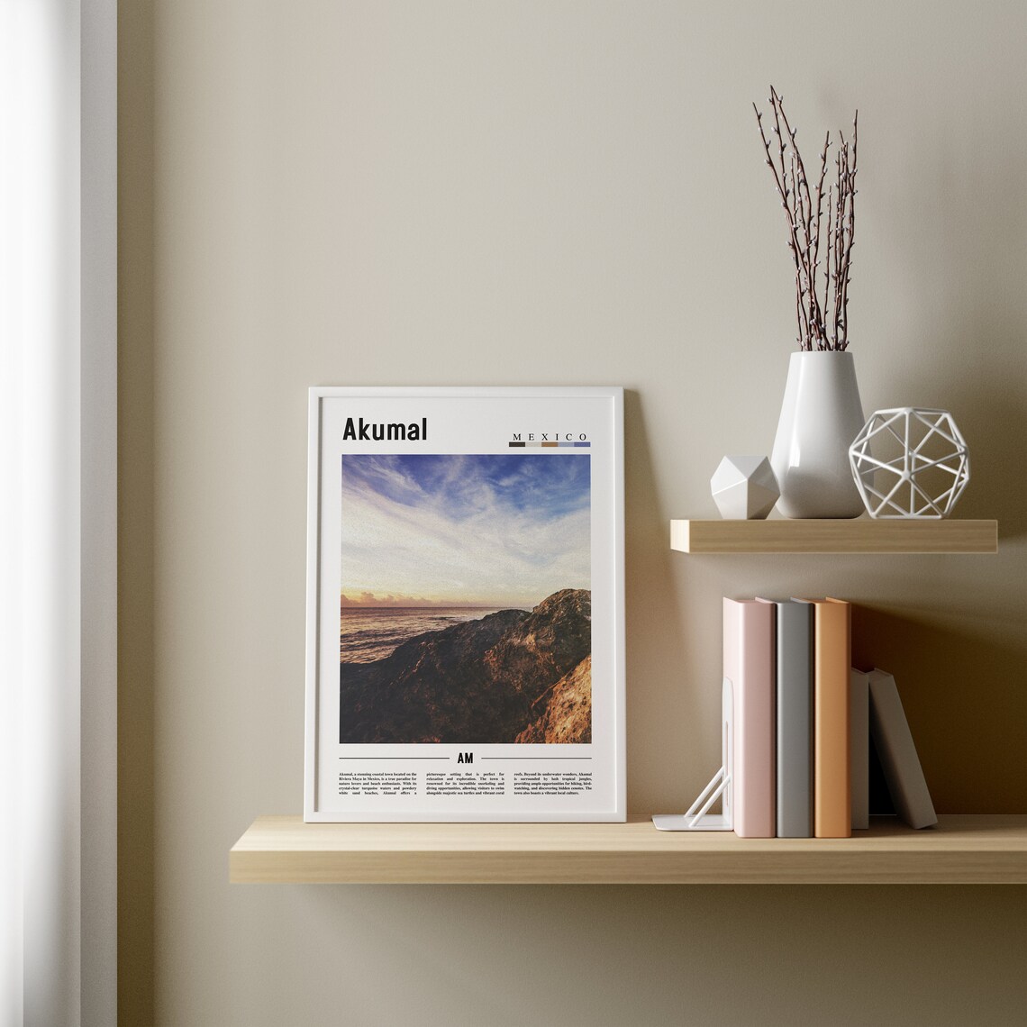 Akumal Minimal Travel Poster, Oil Painting - Image 4