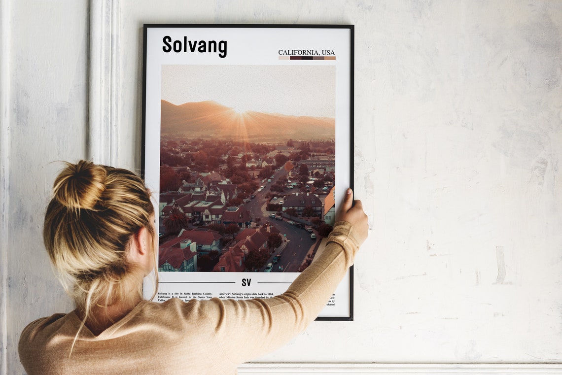 Solvang Print Solvang Poster Solvang Wall Art Minimal Travel Print Minimal City Poster Travel Destination City Print Oil Painting Poster - Image 4