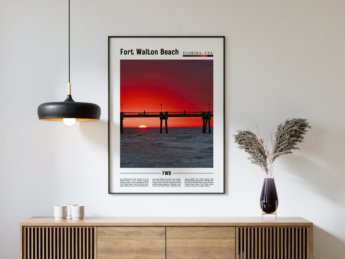 Fort Walton Beach Print Fort Walton Beach Poster Fort Walton Beach Wall Art Oil Painting Poster City Artwork Travel Artwork Travel Art - Image 4