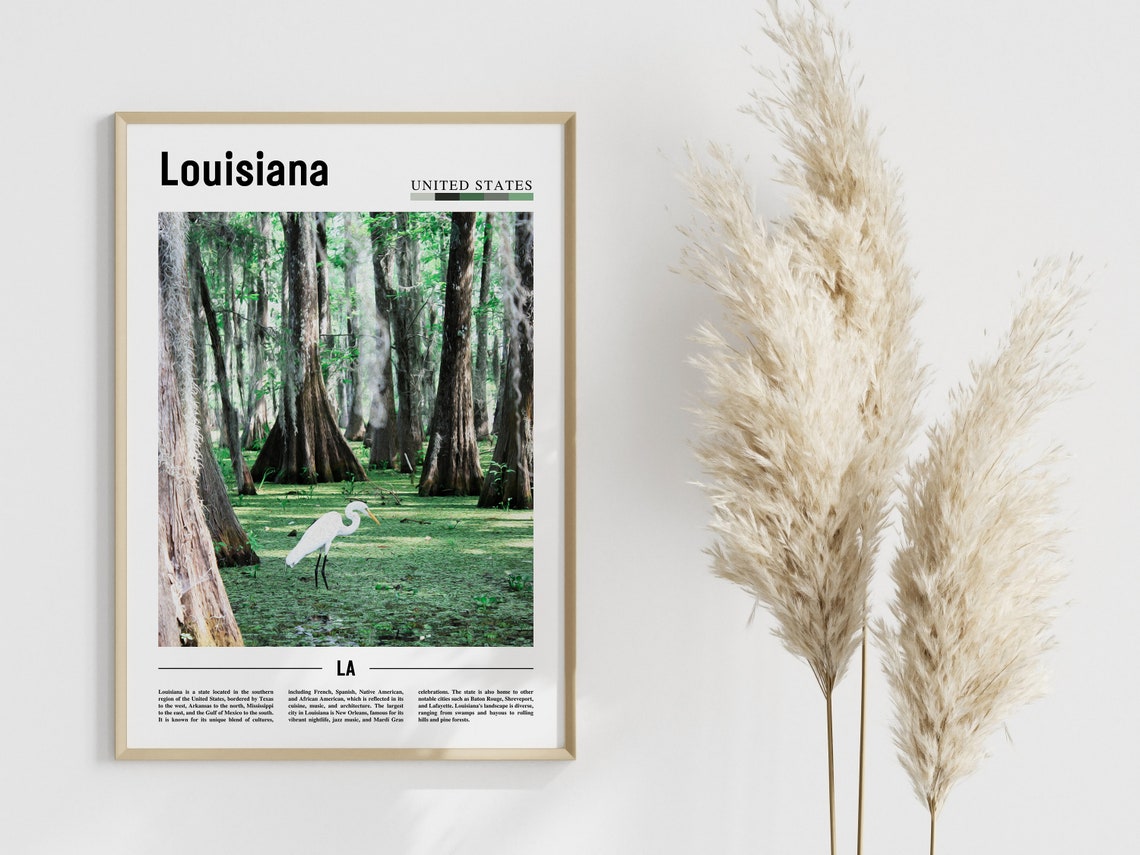 Louisiana Poster Louisiana Print Louisiana Wall Art United States Photo United States Poster United States Print - Image 3