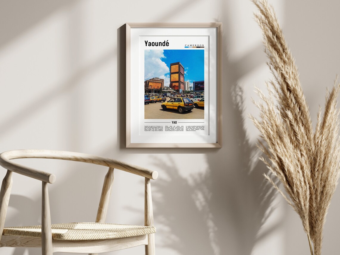 Yaound, Minimal Travel Poster, Oil Painting - Image 2