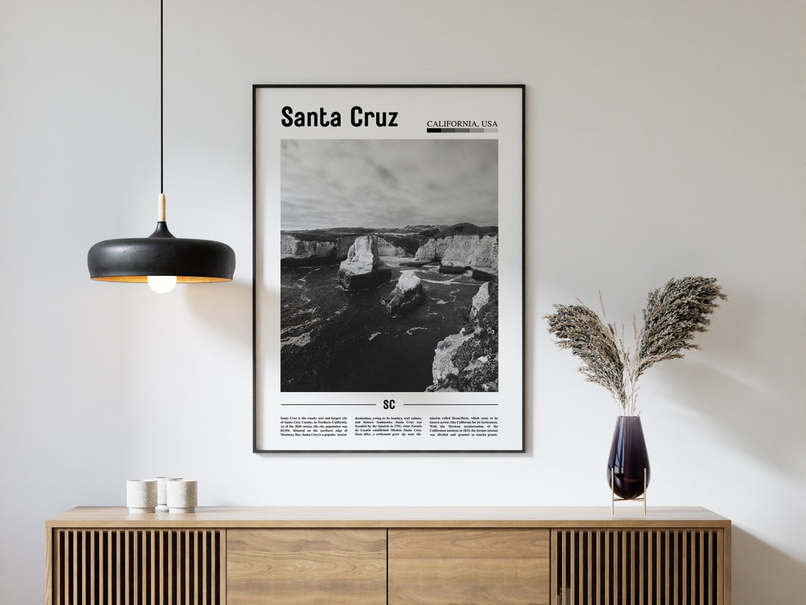 Santa Cruz Poster Black And White Santa Cruz Print Black And White Santa Cruz Wall Art Minimal Travel Print Travel Poster - Image 4