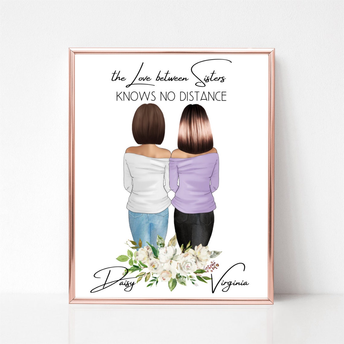 Sister Print Sister Gift Big Sis Little Sis Bestie Gift Family Portrait Sister Gift For Christmas Sister Birthday Gift Sister Wedding - Image 2