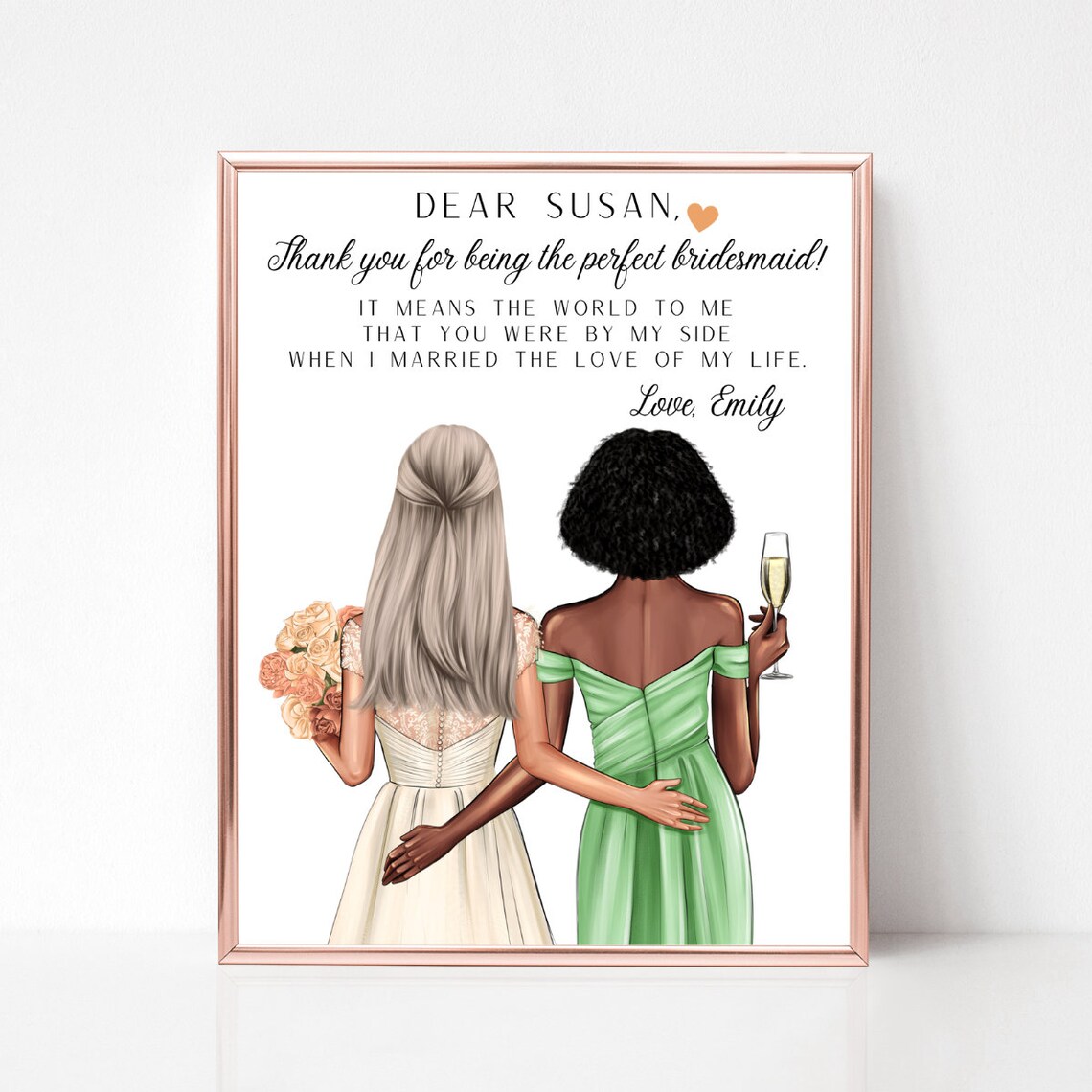 Personalized Bridesmaid Thank You Portrait Gift For Wedding Poster - Image 5