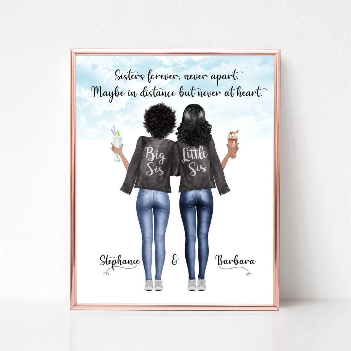 Sisters Forever Never Apart Big Sis Little Sis Poster Gift for Her - Image 2