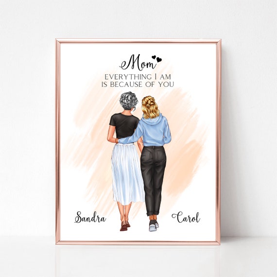 Mother and Daughter Everything I Am Quote Custom Portrait Poster