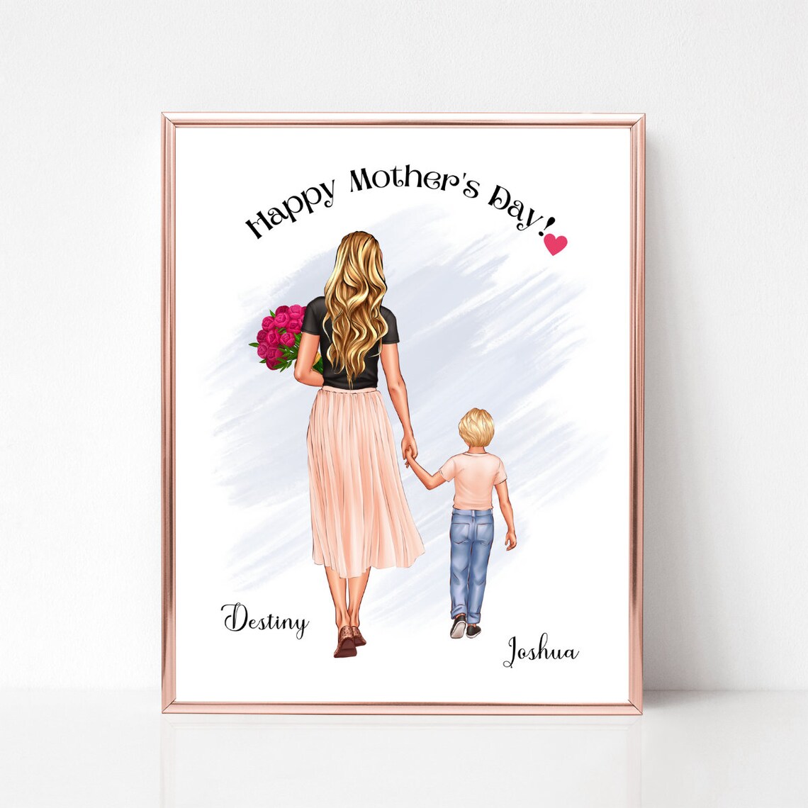 Happy Mothers Day Print Mother And Son Picture Mom And Preschool Child Print Mother Gift For Mothers Day Mum Gift From Son - Image 3