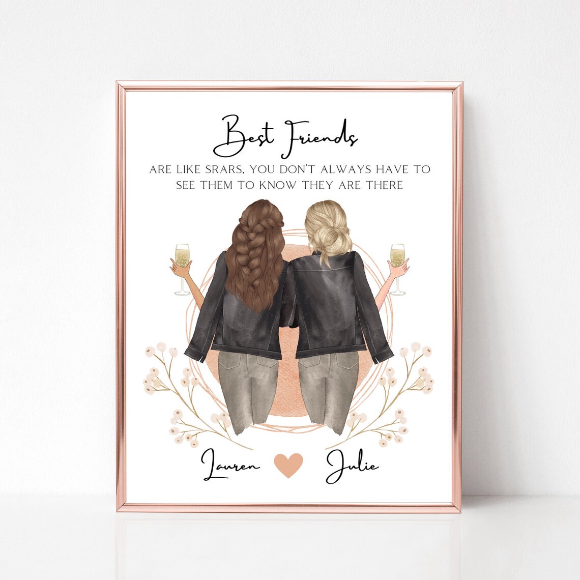 Best Friends Are Like Stars Champagne Toast Quote Portrait Poster