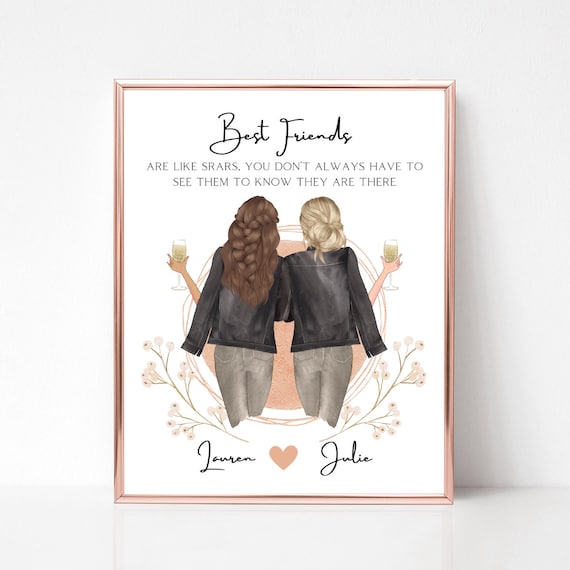Best Friends Are Like Stars Champagne Toast Quote Portrait Poster