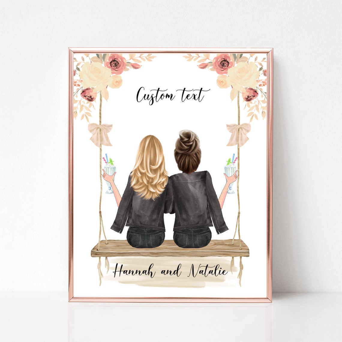 Best Friend Birthday Gift Best Friend Gift Personalized Gifts Family Portrait Best Friends Print Sister Print Gift For Mother - Image 3