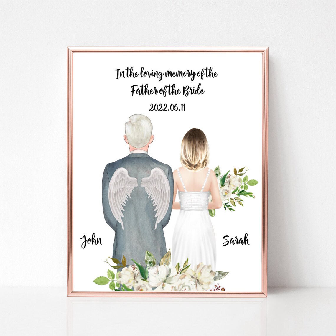 In Loving Memory Father of the Bride Angel Wings Wedding Poster