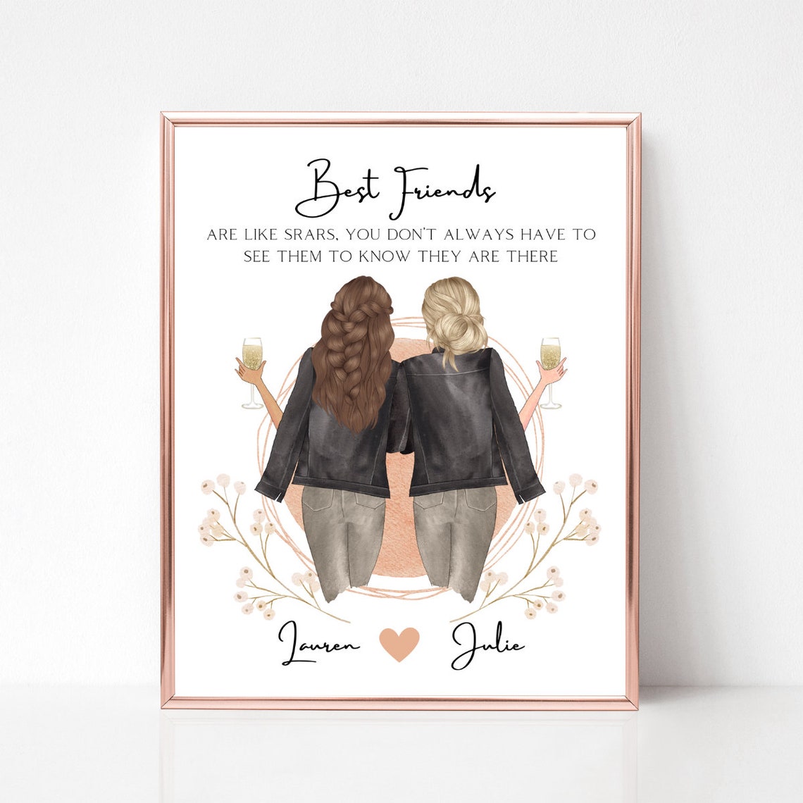 Best Friends Are Like Stars Champagne Toast Quote Portrait Poster - Image 3