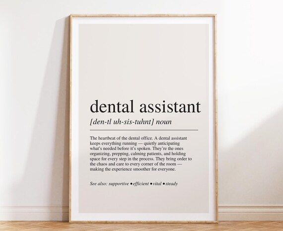 Dental Assistant Dictionary Definition Office Appreciation Poster